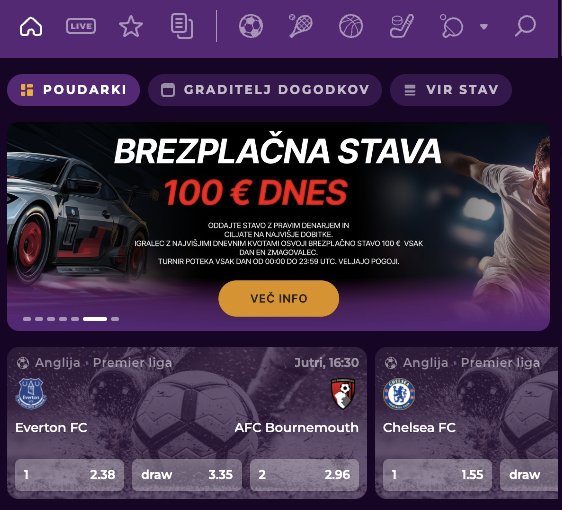 Športne stave na Spinania